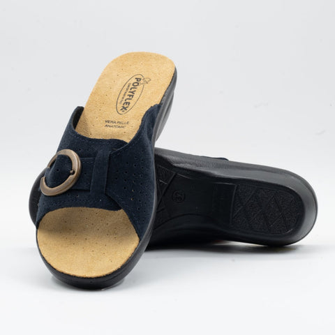 CIABATTA IN PELLE CON VELCRO REGOLABILE