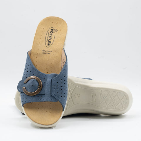 CIABATTA IN PELLE CON VELCRO REGOLABILE