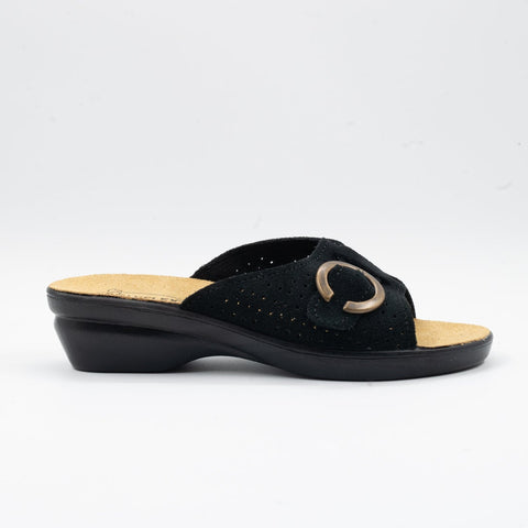 CIABATTA IN PELLE CON VELCRO REGOLABILE