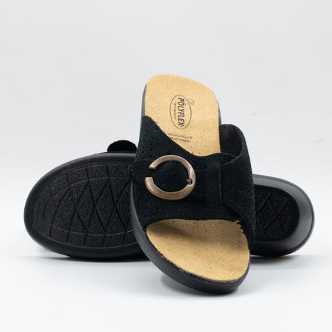CIABATTA IN PELLE CON VELCRO REGOLABILE