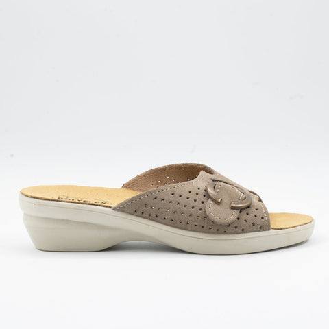 CIABATTA IN PELLE CON VELCRO REGOLABILE