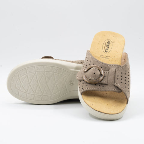 CIABATTA IN PELLE CON VELCRO REGOLABILE